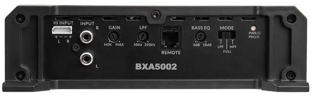 Alt view image 5 of 6 - BXA5002 500W Peak BX-Series 2-Ohm Stable Class-A/B 2-Channel Car Audio MOSFET Amplifier with Remote Subwoofer Level Control