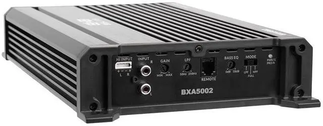 Alt view image 6 of 6 - BXA5002 500W Peak BX-Series 2-Ohm Stable Class-A/B 2-Channel Car Audio MOSFET Amplifier with Remote Subwoofer Level Control