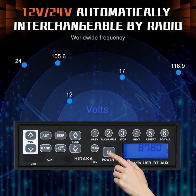 Alt view image 4 of 6 - Universal Car Bluetooth USB AUX-in 24 Volt Excavator Radio for Hitachi Komatsu Kato Excavator Spare Parts