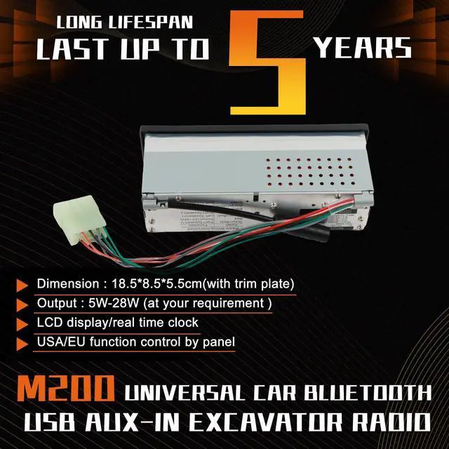 Alt view image 6 of 6 - Universal Car Bluetooth USB AUX-in 24 Volt Excavator Radio for Hitachi Komatsu Kato Excavator Spare Parts
