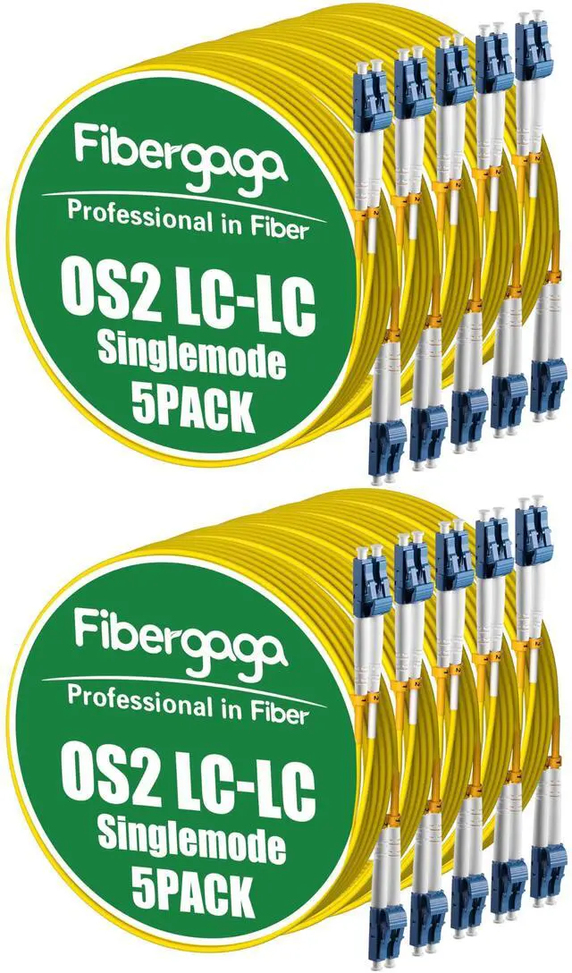 Main image of 10Pack-5M(16ft) OS2 LC to LC Fiber Patch Cable Duplex Singlemode 9/125µm 2.0mm Cable Diameter Fiber Optic Cable LC to LC, OS1/OS2 Compatible