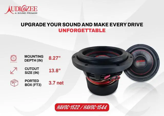Alt view image 3 of 6 - Havoc 15" 1600W RMS/3200W Max Dual 4 Ohm Subwoofer, Kevlar Cone, Triple 240oz Ferrite Motor, 3" 4-Layer Copper Voice Coil, Competition Grade Design