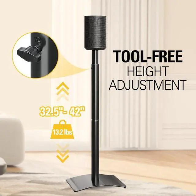 Alt view image 2 of 6 - Speaker Stands for Sonos Era 100, One, One SL, Play:1, Height Adjustable Up to 42", Set of 2 Surround Sound Speaker Stand with Cable Management, 13.2 LBS Loading MD5412
