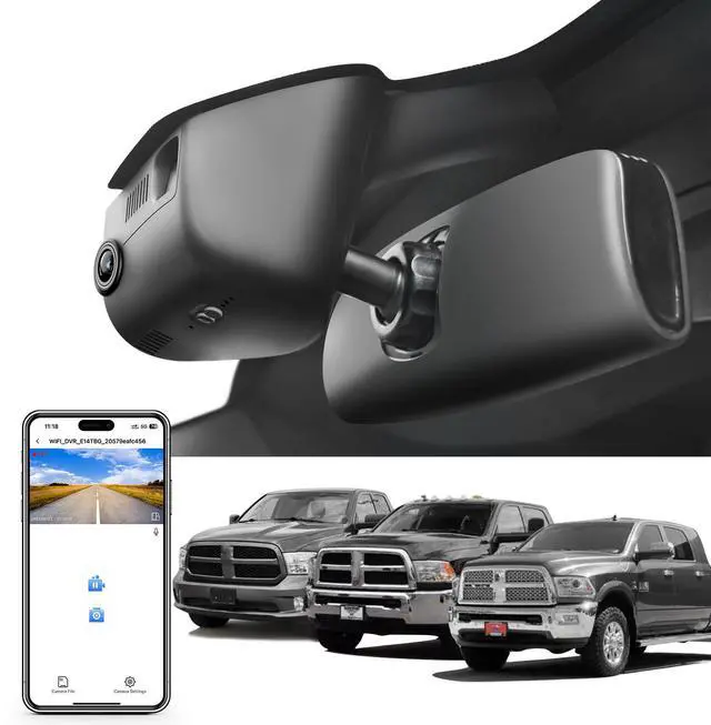 Main image of 4K Dash Cam Custom for 4th Gen Dodge RAM 1500/2500/3500 2013 2014 2015 2016 2017 2018,(Model B),Check Model Carefully,OEM Look, UHD 2160P Video, WiFi & App, 128GB Card