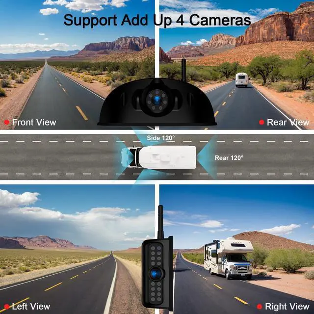 Alt view image 6 of 6 - 1080P 10" Wireless RV Backup Camera System for Furrion Pre-Wired RV Truck Trailer, 10" HD IPS Monitor & 1 Rear View Camera, IR Night Vision Recording Waterproof Plug and Play - D10Y1