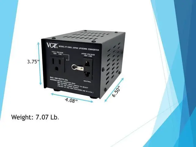 Alt view image 3 of 6 - VT-1000J - Japanese Step Up/Down Voltage Transformer Converts Japan 100 Volts To 120Volts OR Vice Versa -1000 Watt,black