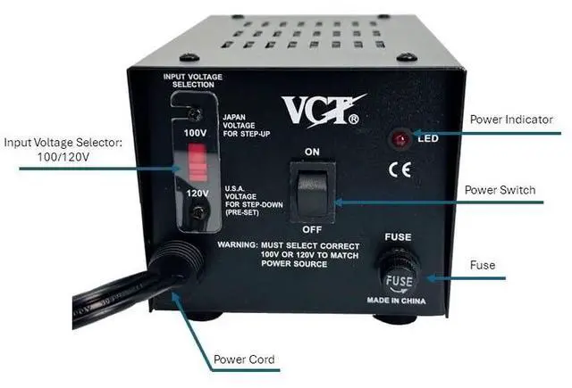 Alt view image 5 of 6 - VT-1000J - Japanese Step Up/Down Voltage Transformer Converts Japan 100 Volts To 120Volts OR Vice Versa -1000 Watt,black