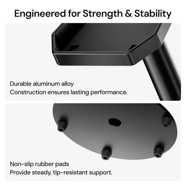 Alt view image 5 of 6 - ThunderBeat Speaker Stand Quick Setup, Anti-Tip Base, Holds Up to 4kg, Tool-Free Design for Home Theater & Wireless Surround Systems (1 Pair)