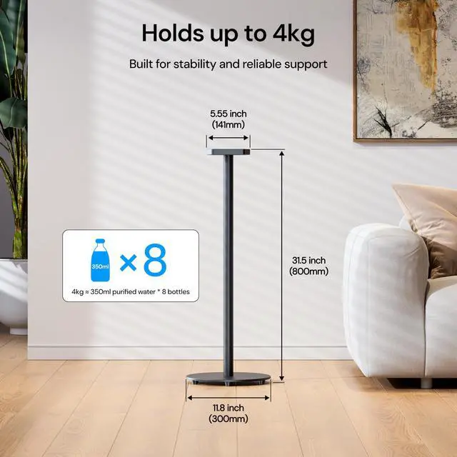 Alt view image 6 of 6 - ThunderBeat Speaker Stand Quick Setup, Anti-Tip Base, Holds Up to 4kg, Tool-Free Design for Home Theater & Wireless Surround Systems (1 Pair)
