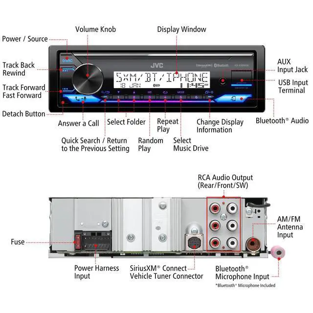 Alt view image 3 of 6 - KD-X38MBS Car & Marine Digital Media Receiver with Bluetooth, USB, SiriusXM Ready, Compatible with Amazon Alexa, Conformal Coated PCB