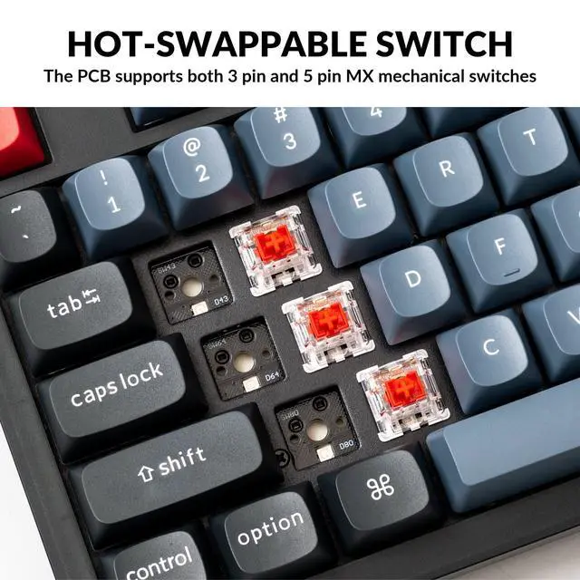 Alt view image 2 of 6 - V6 Wired Custom Mechanical Keyboard, Full-Size QMK/VIA Programmable Macro with Hot-swappable K Pro Red Switch Compatible with Mac Windows Linux (Frosted Black-Translucent)