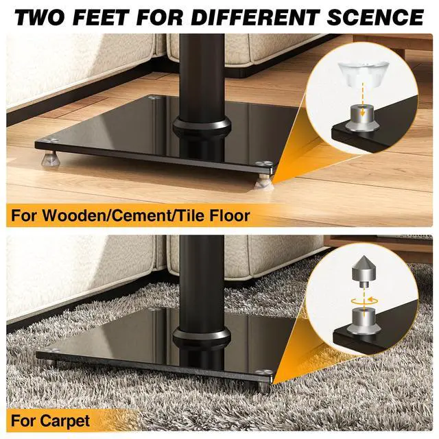 Alt view image 4 of 6 - Universal Speaker Stands for Surround Sound with 360° Swivel,Height Adjustable Bookshelf Speakers Stand from 32" to 43" with Cable Management, Speaker Stands Pair with Nonslip Pad Easy Install