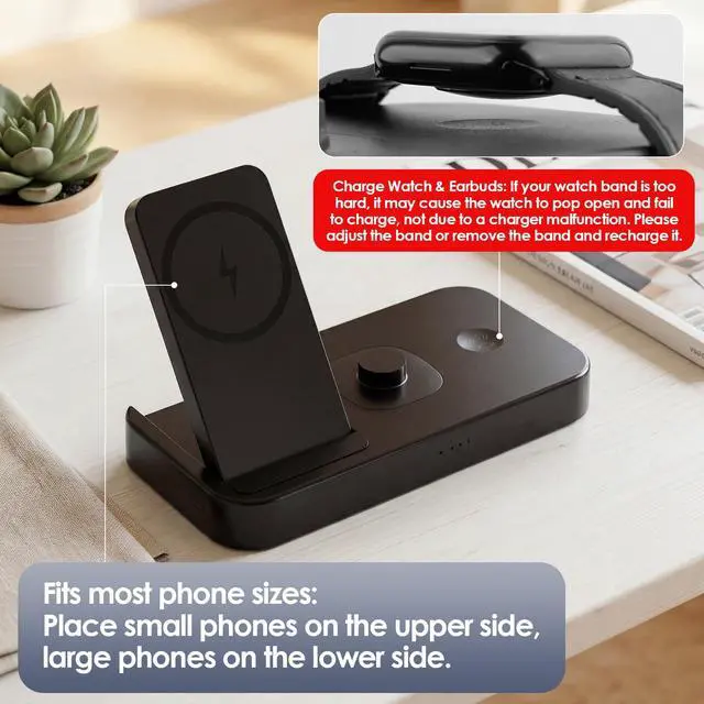 Alt view image 3 of 6 - 4 in 1 Charging Station for Oura Ring Gen 4 Charger, Fast Charger for iPhone17/16/15/14/13/12, Apple Watch, AirPods, Samsung Galaxy S25/S24/S23/S22/S21, Galaxy Watch Buds (Size 9)