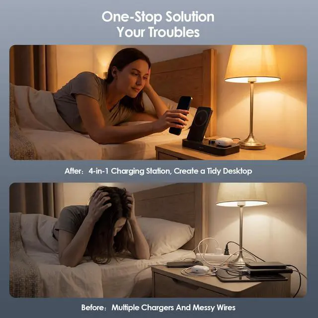 Alt view image 6 of 6 - 4 in 1 Charging Station for Oura Ring Gen 4 Charger, Fast Charger for iPhone17/16/15/14/13/12, Apple Watch, AirPods, Samsung Galaxy S25/S24/S23/S22/S21, Galaxy Watch Buds (Size 9)