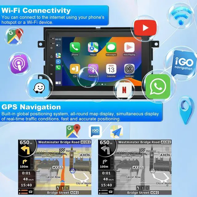 Alt view image 4 of 6 - 5GWifi Upgrade Android Car Radio for Ford F150 2004-2008, F250 F350 2006-2016,Car Stereo for Mustang Escape Fusion Edge Explorer 7inch Touch Screen Wirelss Carplay Android Auto GPS Navigator FM Camera