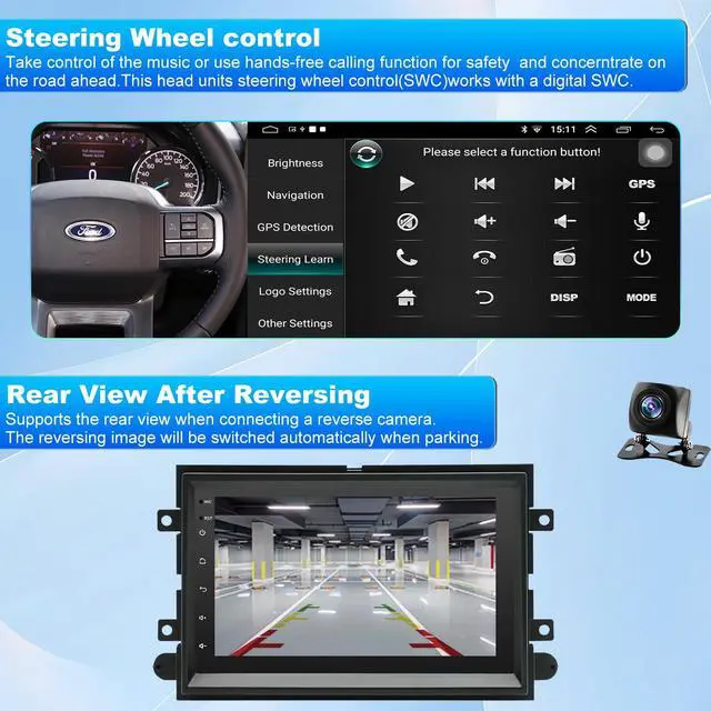 Alt view image 5 of 6 - 5GWifi Upgrade Android Car Radio for Ford F150 2004-2008, F250 F350 2006-2016,Car Stereo for Mustang Escape Fusion Edge Explorer 7inch Touch Screen Wirelss Carplay Android Auto GPS Navigator FM Camera