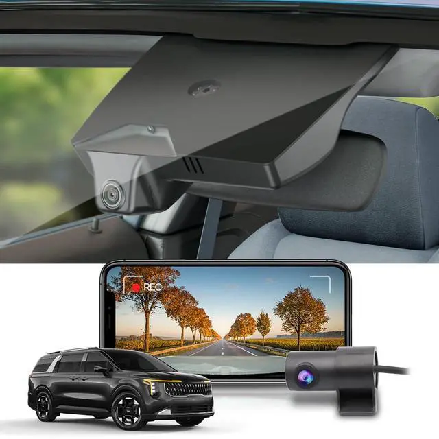 Main image of Front 4K+Rear 1080P Dash Cam Adapts for Kia Carnival 2022-2026 (Part No#R0510) LX LXS EX SX Prestige, OEM Style, Dual HD Video, WiFi & APP, Loop Recording, G-Sensor, Easy to Set, 128GB Card