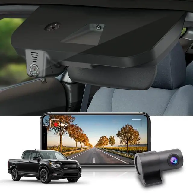 Main image of Front 4K+Rear 1080P Dash Cam Adapts for Honda Ridgeline 2017-2026 (DZ-0337), Integrated OEM Look, 2 Way HD Video, Built-in WiFi & APP, Loop Recording, G-Sensor, Easy to Set, 128GB Card