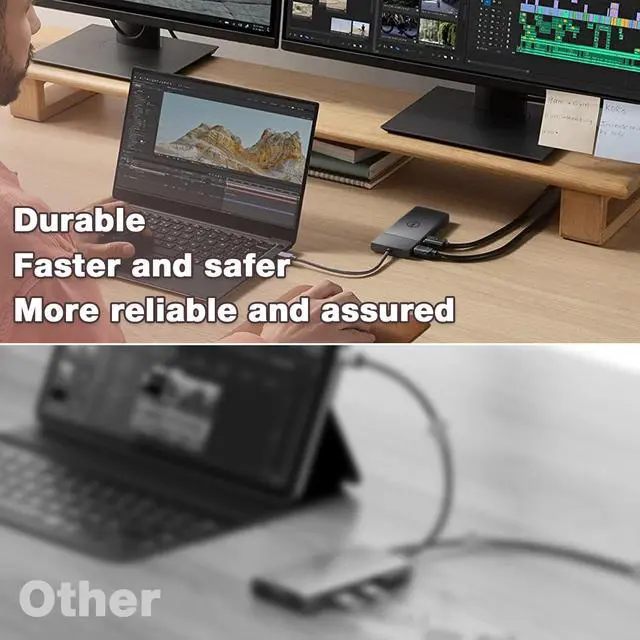 Alt view image 4 of 4 - Dell Performance Universal Dock D6000, Docking Station D6000 with USB-C/USB-A PowerShare Options, Connect Upto Three 4K Displays with 130W Adapter + HDMI Cable + DisplayPort Cables