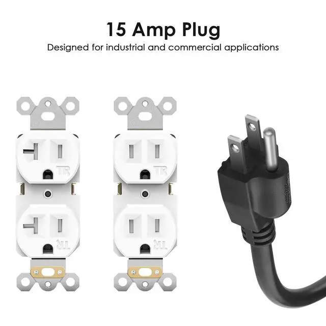 Alt view image 5 of 6 - Heavy Duty 20 Amp Power Strip 4800J, 16 Outlets 12 Gauge Garage Industrial Surge Protector, High Amp 5-15P Adapter Shop 6-20R T-Slot Metal Outlet, 10 FT Extension Cord Commercial for Appliance