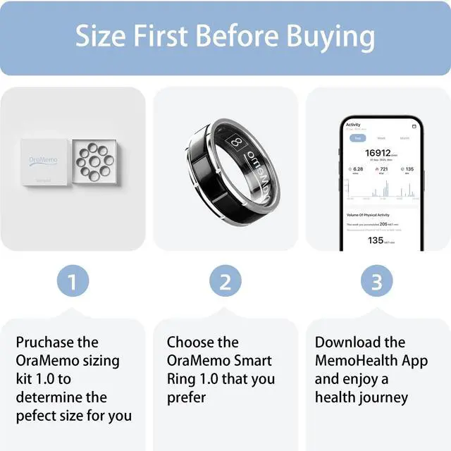 Alt view image 2 of 6 - Smart Ring 1.0 for Men/Women, No Subsripition Fee, 7-8 Days Battery Life, HRV/Stress Monitoring/Sleep Track/Fitness for iOS and Android (Gloss Black, 6)