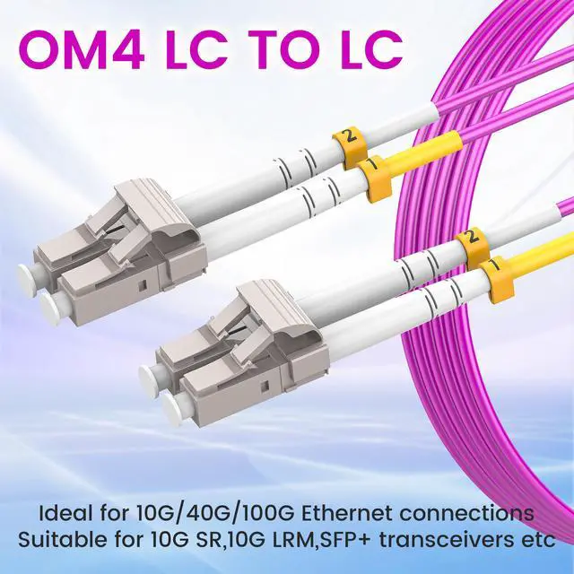 Alt view image 5 of 6 - OM4 LC to LC Fiber Patch Cable 50m/164ft, 40G/100Gb 50/125um Multimode Duplex MMF Fiber Optic Cable Cord LSZH(Magenta) - Length Option:0.2m-200m