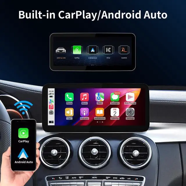 Alt view image 2 of 6 - Wireless CarPlay/Android Auto 10.25/12.3 Inch Touchscreen for Mercedes Benz C/GLC W205 X253 (2015-2018) with NTG5.0/5.1/5.2, Car Radio Receiver, Multimedia, Bluetooth, Car Stereo (10.25inch)