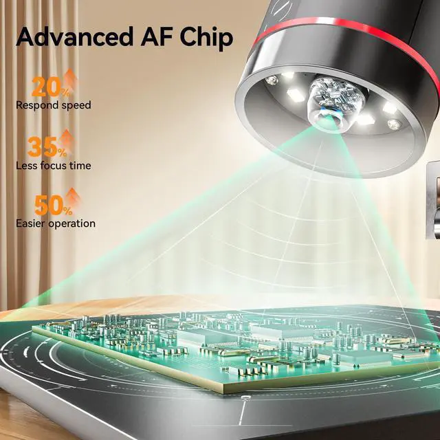 Alt view image 4 of 6 - Autofocus Digital Coin Microscope: HDMI Soldering Microscope for Adults EM3K-AF, 3K Coin Magnifier for Full View, 7" IPS Microscope with Screen, HDMI/USB Output, 10" Stand, Dual Light, 16GB