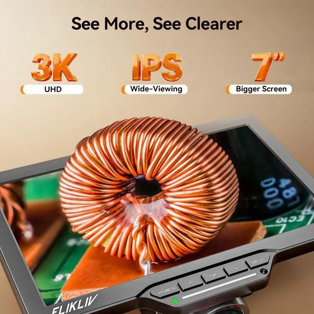 Alt view image 6 of 6 - Autofocus Digital Coin Microscope: HDMI Soldering Microscope for Adults EM3K-AF, 3K Coin Magnifier for Full View, 7" IPS Microscope with Screen, HDMI/USB Output, 10" Stand, Dual Light, 16GB