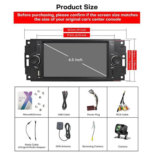 Alt view image 5 of 6 - Car Radio for Dodge Ram 1500/2500 2006-2008 Chrysler 300C 2004-2008 Jeep Grand Cherokee 2005-2007 Upgrade Stereo with CarPlay Touch Screen Fast Charge Android Auto Bluetooth Backup Camera 64G
