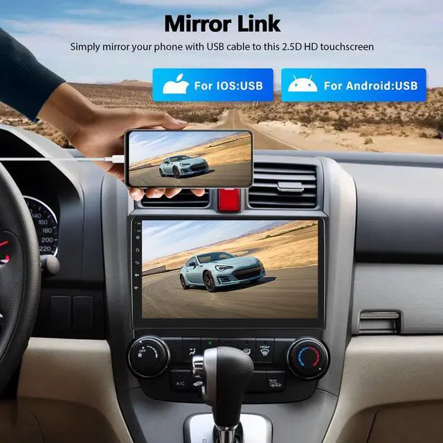 Alt view image 5 of 6 - Car Stereo for Honda CRV 2007-2011 Car Radio,MP5 Player with Apple Carplay Android Auto Mirror Link, 9" Touch Screen Car Radio with Bluetooth Backup Camera FM SWC Dual USB Input