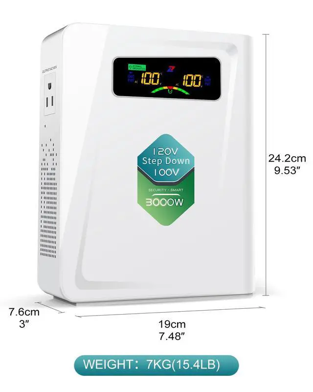 Alt view image 3 of 6 - Step Down Transformer 120v to 100v Voltage Converter 3000W, No Noise, Ten Protection Functions, Using Japan Appliances in US