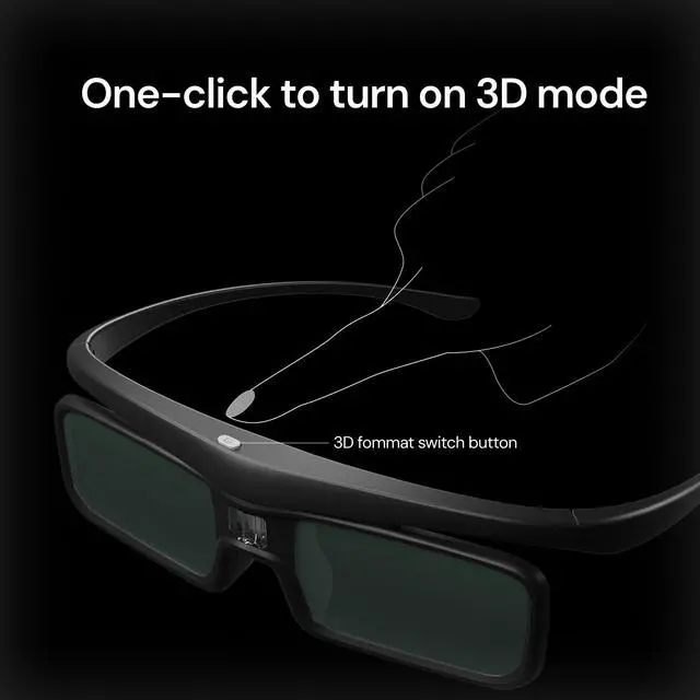 Alt view image 2 of 5 - DLP Link 3D Glasses, Rechargeable Active Shutter Eyewear compatiable with VisionMaster Max/ Pro2/ Pro, StreamMater Puls2/ Puls & Other DLP-Link 3D projectors (2 Pack)