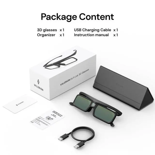 Alt view image 4 of 5 - DLP Link 3D Glasses, Rechargeable Active Shutter Eyewear compatiable with VisionMaster Max/ Pro2/ Pro, StreamMater Puls2/ Puls & Other DLP-Link 3D projectors (2 Pack)