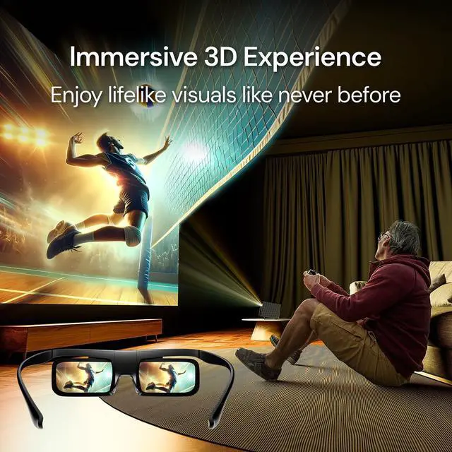 Alt view image 5 of 5 - DLP Link 3D Glasses, Rechargeable Active Shutter Eyewear compatiable with VisionMaster Max/ Pro2/ Pro, StreamMater Puls2/ Puls & Other DLP-Link 3D projectors (2 Pack)