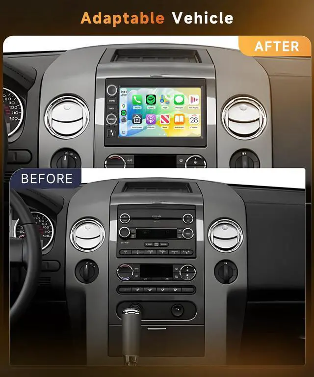Alt view image 2 of 6 - 4G+128G for Ford F150/F250/F350 2004-2014 Car Radio with Wireless Carplay/Android Auto, 7 Inch Android 15 Touch Screen Car Stereo, GPS, WiFi, Bluetooth, FM, 32 EQ, SWC, Backup Camera, USB, Type-C Port