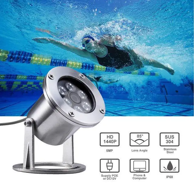 Alt view image 2 of 6 - Underwater Cameras 304 Stainless Steel IP68 5MP 2592×1944 POE IP Camera 32Ft Cable Koi Pond Camera