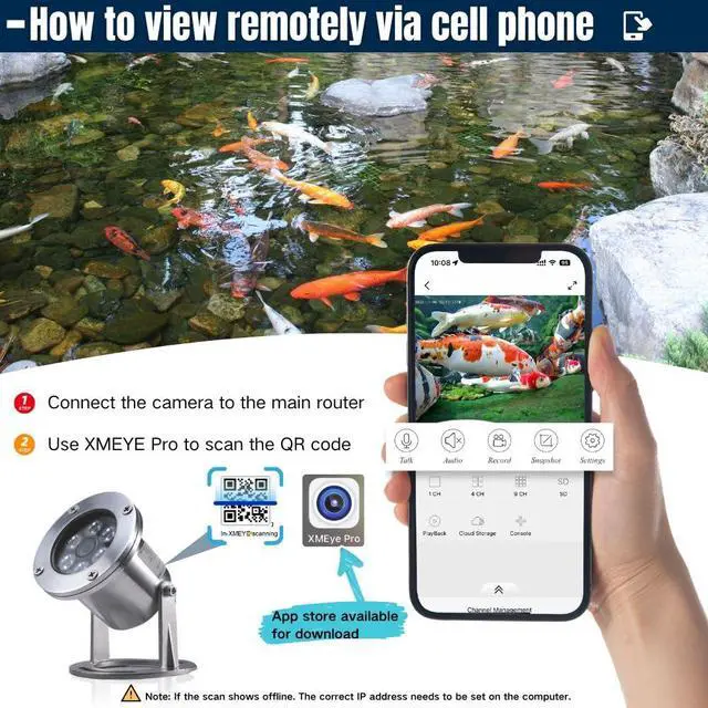 Alt view image 5 of 6 - Underwater Cameras 304 Stainless Steel IP68 5MP 2592×1944 POE IP Camera 32Ft Cable Koi Pond Camera