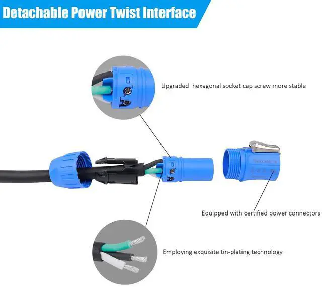 Alt view image 4 of 6 - Toronce Hand-Built PowerCon Cable AC 14 AWG Power Cable for LED Screen Beam Moving Head Light Extension Speakon Cable (25Ft_1Pack)