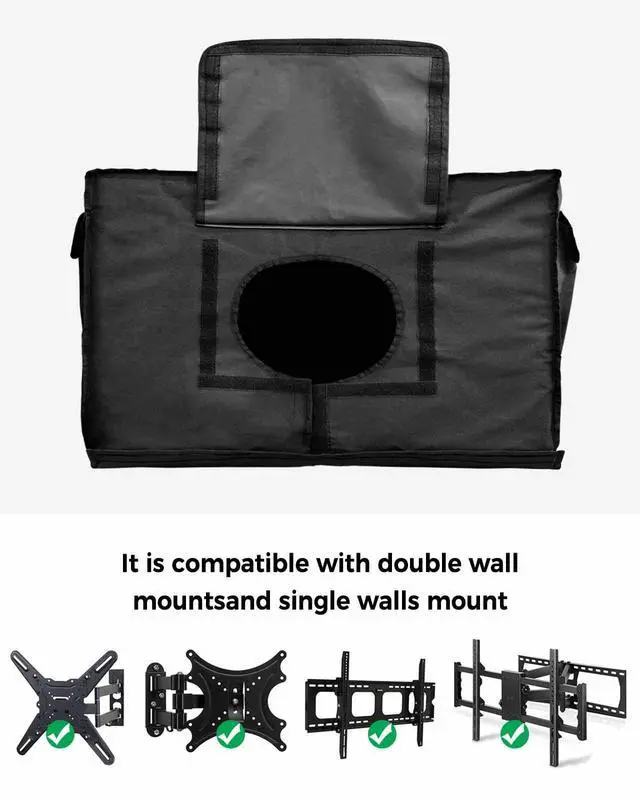 Alt view image 4 of 6 - Black Vintage American Flag Outdoor TV Cover 70 to 75 Inches Weatherproof & Waterproof, USA Flag Outdoor TV Enclosure with Remote Control Pocket, Retro TV Screen Protectors for Outside TV