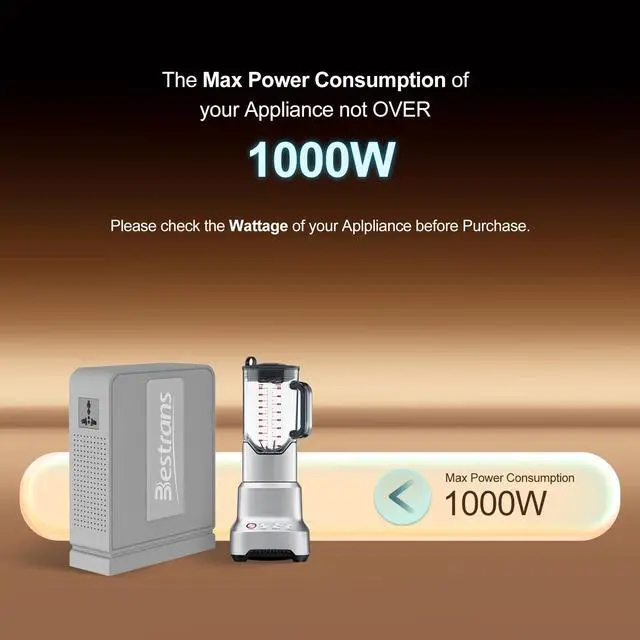 Alt view image 2 of 6 - 1000W Step Up Transformer 110v to 220v Converter, Heavy Duty Voltage Converter 110v-120v to 220v-240v with Dual Outlets, Overload Protection & Ultra-Quiet for Home Appliances, Light Grey