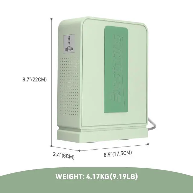 Alt view image 5 of 6 - 1000W Step Up Transformer 110v to 220v Converter, Heavy Duty Voltage Converter 110v-120v to 220v-240v with Dual Outlets, Overload Protection & Ultra-Quiet for Home Appliances,Light Green