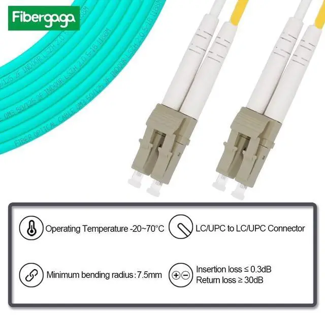 Alt view image 4 of 6 - 10Pack-3M(10ft) OM3 LC to LC Fiber Patch Cable, Multimode Fiber Cable 50/125µm 10G/40G, OD-2.0mm Fiber Optic Cable Duplex LC to LC