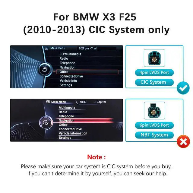 Alt view image 2 of 6 - 8.9 Inch Touchscreen CarPlay for BMW X3 X4 F25 CIC System 2010-2013 Car Radio Stereo Multimedia Screen Wireless Android Auto Mirrorlink HD1920*720 (Linux F25 (CIC))