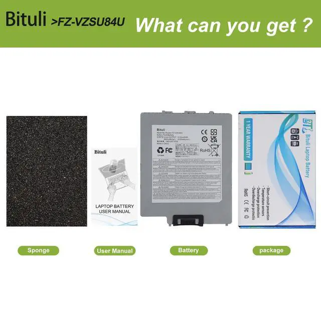 Alt view image 6 of 6 - FZ-VZSU84U FZ-VZSU84AU Laptop Battery Replacement for Panasonic Toughpad FZ-G1 Series FZ-G1AABDXER FZ-VZSU84A2K FZ-VZSU84A2R FZ-VZSU84A2U FZ-VZSU84AK FZ-VZSU84AR FZ-VZSU84K FZ-VZSU89U