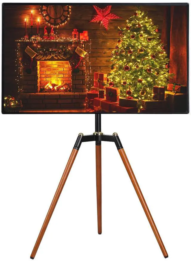 Main image of Universal Tripod Easel TV Stand for 32-65 inch LED LCD Screen Flat Curved Screen, Height Adjustable Studio TV Display Stand with 140° Swivel for Bedroom, Living Room, Corner TV Stand