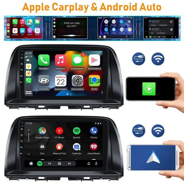 Alt view image 3 of 6 - 2G+64G Android 15 Car Stereo for Mazda CX-5 2012-2015 with Wireless Apple Carplay Android Auto,9" Touchscreen Car Radio with GPS Navigation,WiFi,Bluetooth,FM/RDS Radio,SWC,HiFi+AHD Backup Camera