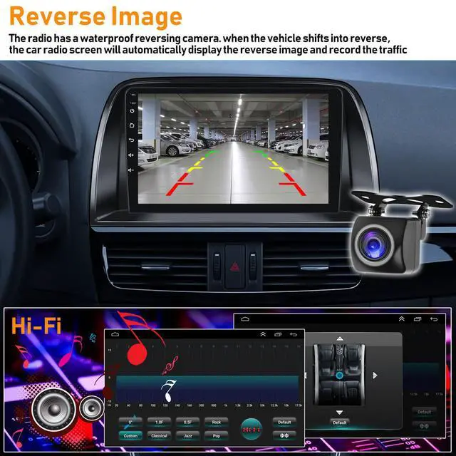 Alt view image 6 of 6 - 2G+64G Android 15 Car Stereo for Mazda CX-5 2012-2015 with Wireless Apple Carplay Android Auto,9" Touchscreen Car Radio with GPS Navigation,WiFi,Bluetooth,FM/RDS Radio,SWC,HiFi+AHD Backup Camera