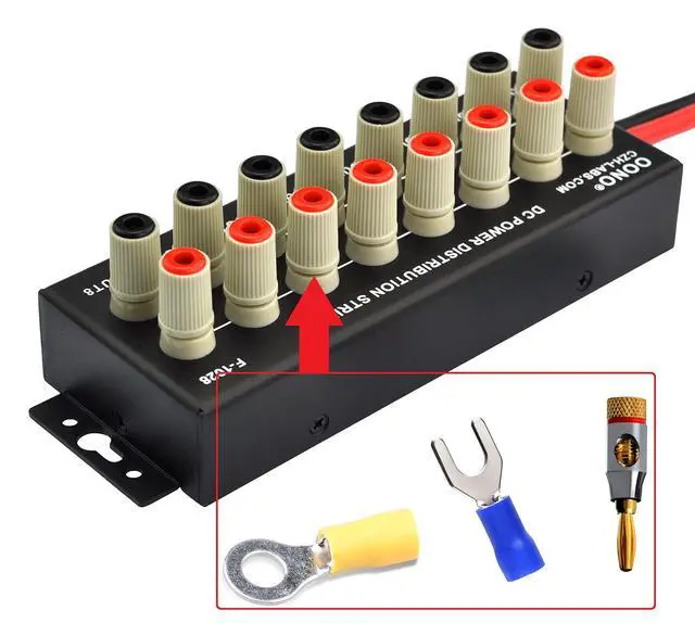 Alt view image 5 of 5 - Banana Jack 8 Outlet DC Power Distribution Strip (with Cable)