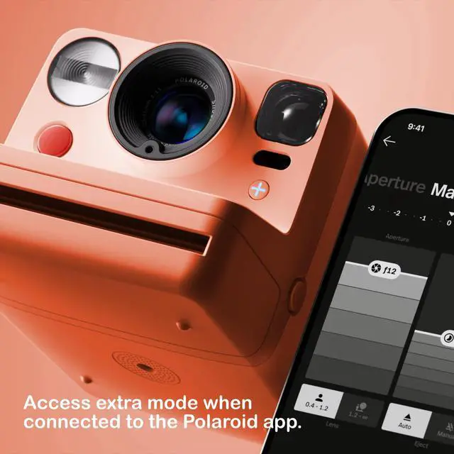 Alt view image 3 of 6 - Now+ 3rd Generation i-Type Instant Camera + 8 i-Type Color Film Bundle, Bluetooth Connected App Controlled, Coral, Camera Bundle with a Lumintrail Lens Cleaning Cloth